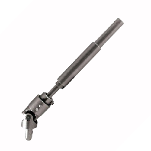 Steel Borgeson steering shaft for 1999-2008 full size chevy GMC truck to connect a factory column to a lower steering shaft on a white background.
