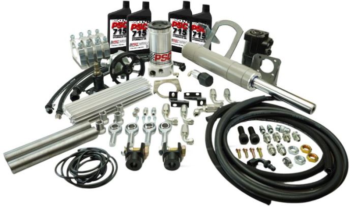 Automotive parts and tools on a white background