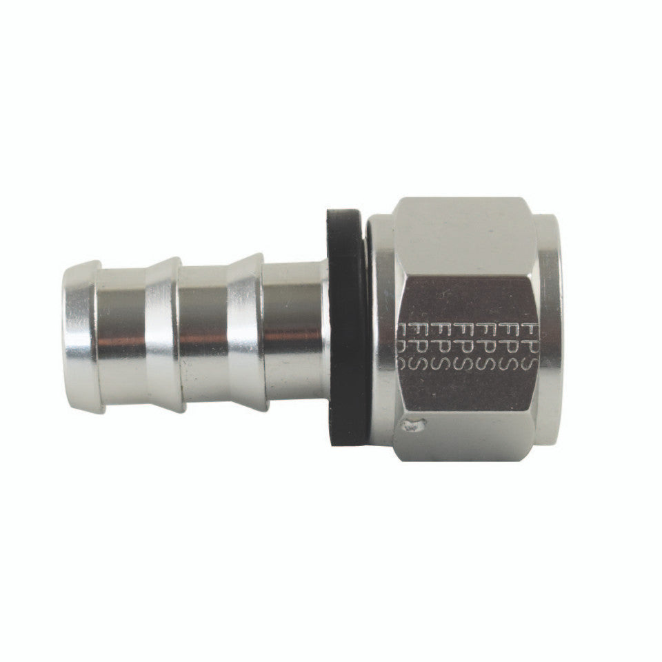 Metal hose fitting on a white background