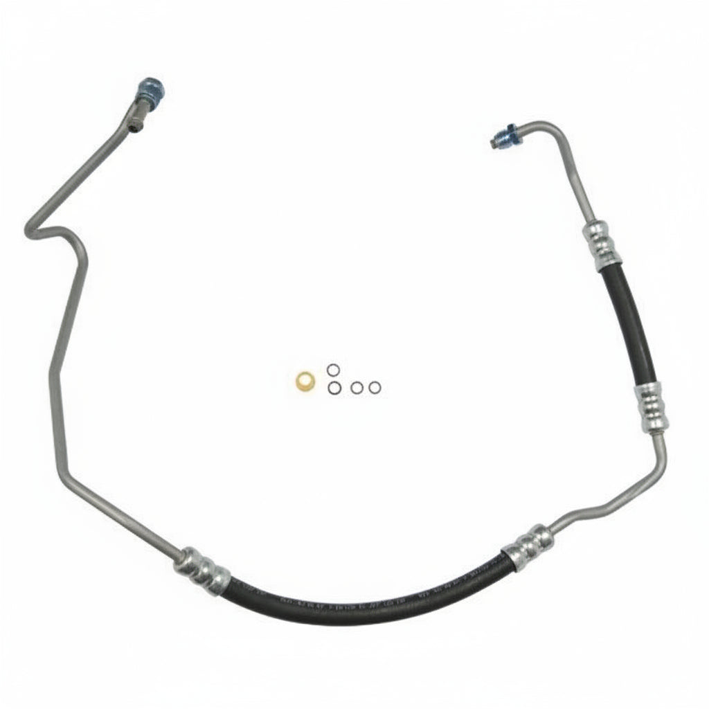 Car pressure hose with connectors on a white background