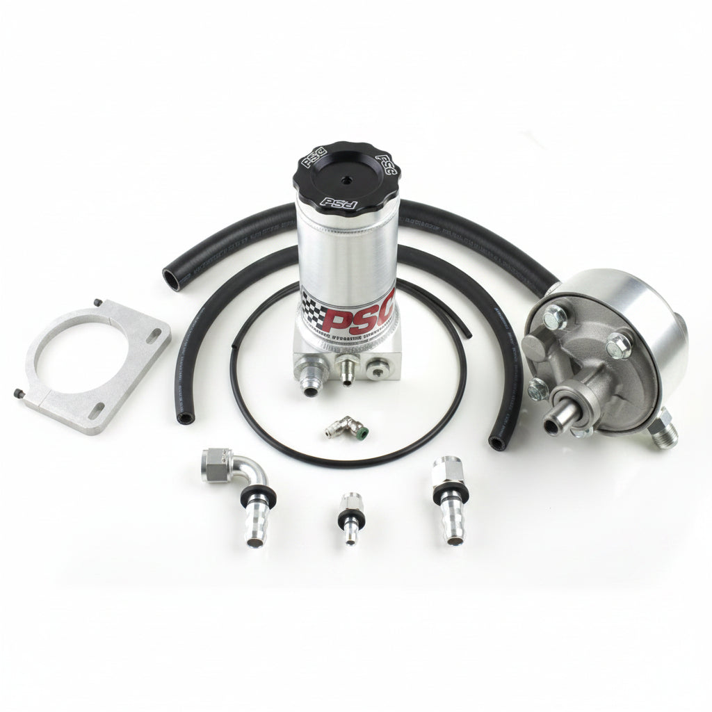 Mechanical parts and components on a white background with 'PSC' branding.