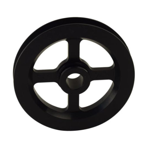 Black pulley wheel on a white background