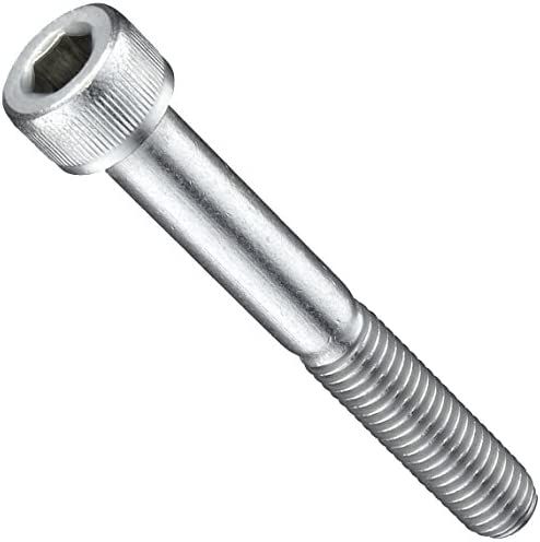 Silver bolt with threads on a white background.
