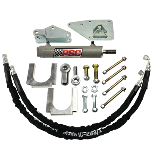 Mechanical parts and components with PSC branding on a white background