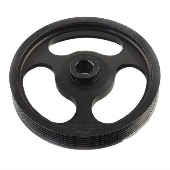 Black pulley wheel on a white background