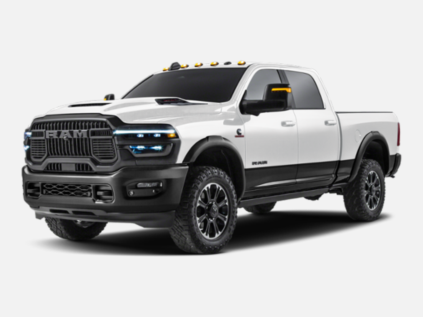 Ram Power Wagon truck shown as a reference for steering system components and upgrade fitment for off-road use.