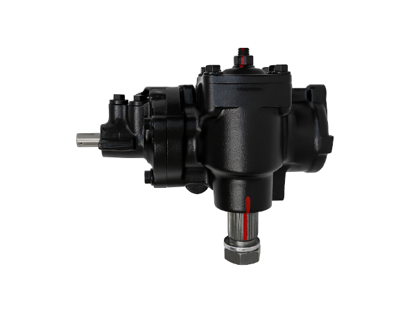 Steering gearbox assembly shown as a reference for high-strength steering system components and replacement gearboxes.