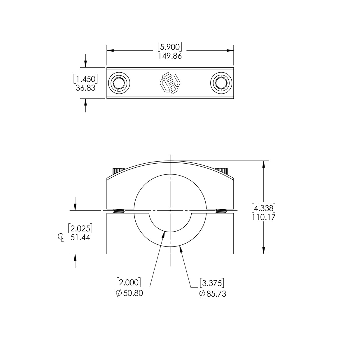 Technical drawing of a mechanical component with dimensions