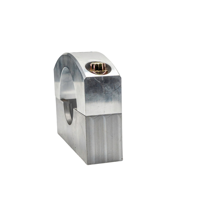 Metallic ring with a cylindrical center on a white background