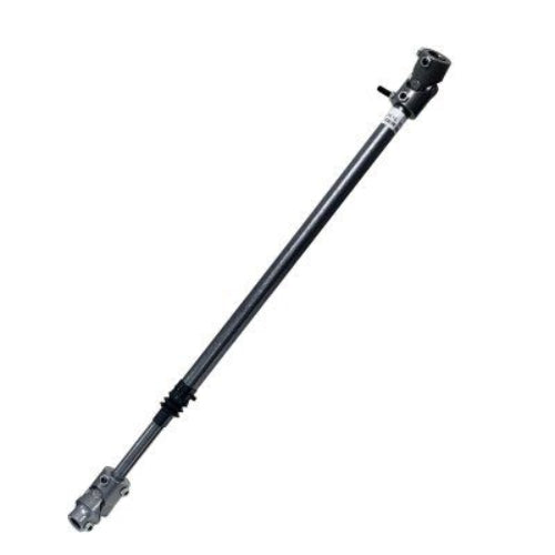Black metal steering column on a white background