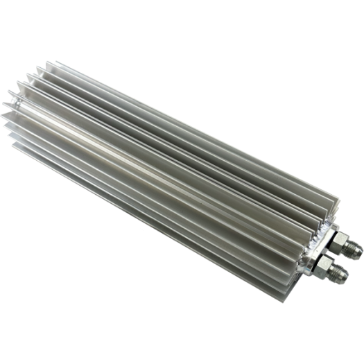 Metallic heat sink with mounting screws on a white background