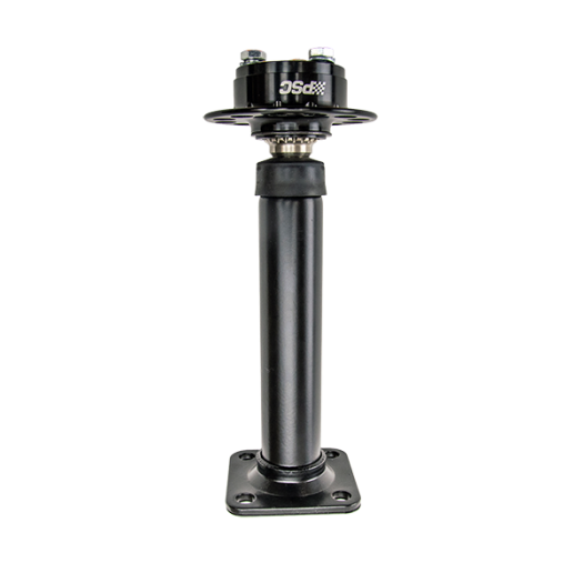 Black metal spindle with PSC branding on a white background