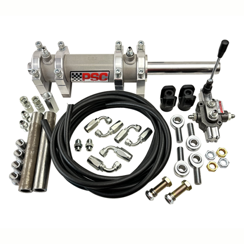 Mechanical parts and components with PSC branding on a white background