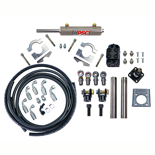 Collection of mechanical parts and components on a white background