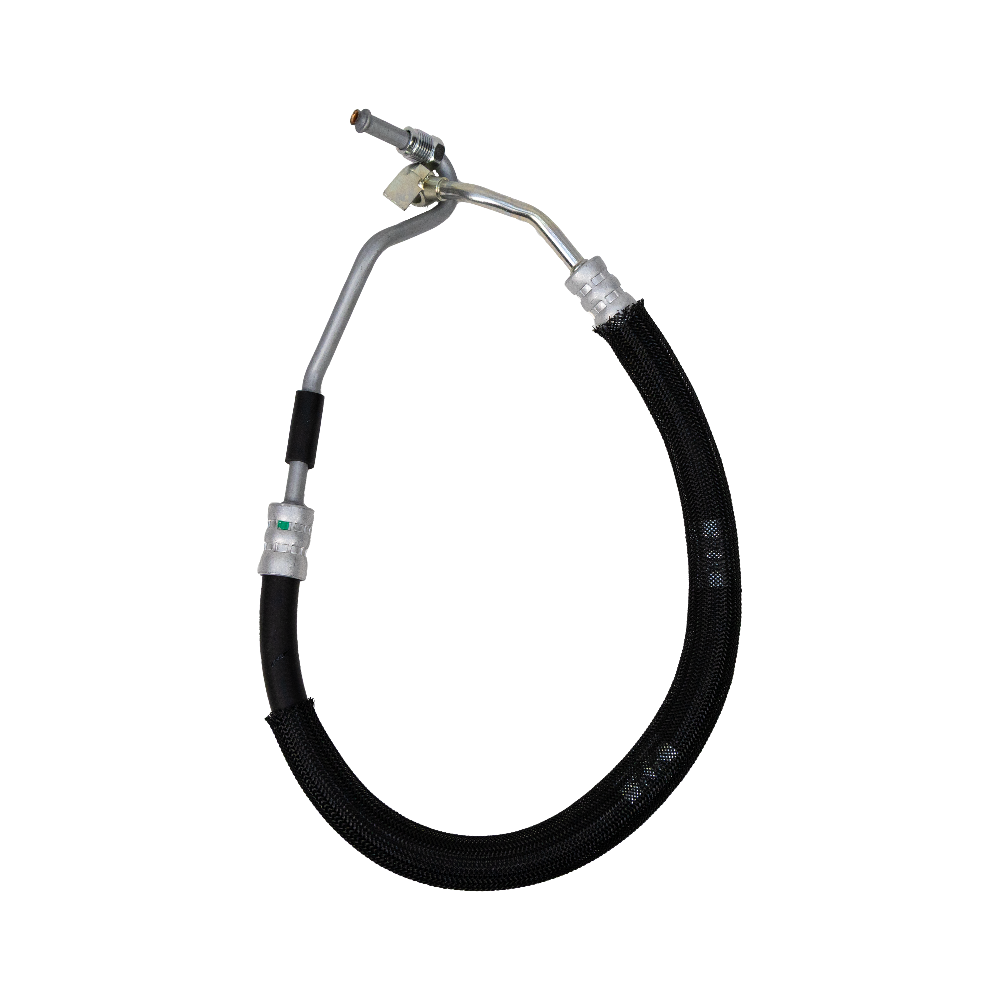 Hose with metal fitting on a white background