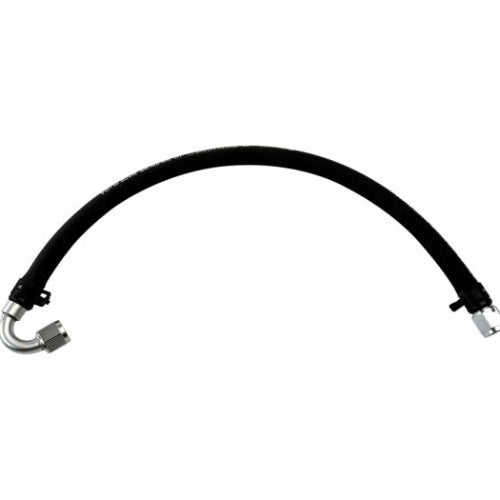 Black metal brake hose on a white background