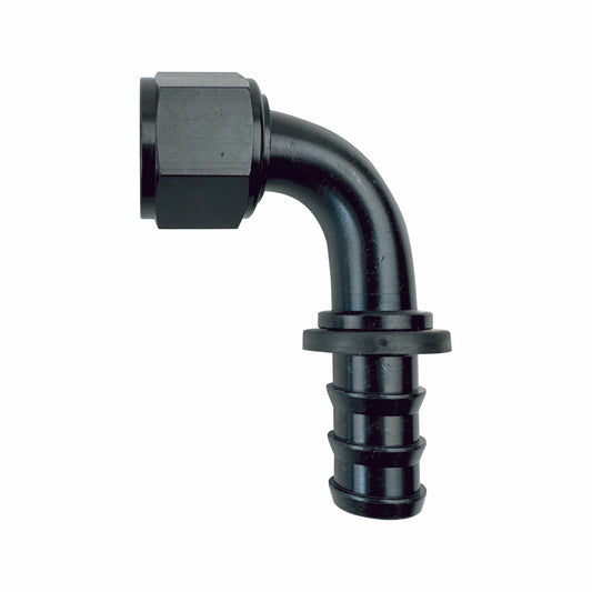 Black metal elbow pipe fitting on a white background