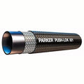 Parker Push-Lok 821 hose with blue and silver design