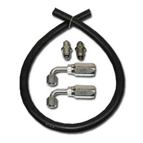 Hose kit with a high-pressure hose and high-pressure fittings on a white background.
