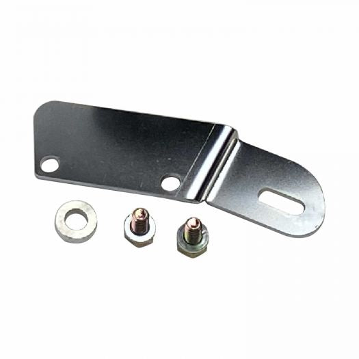 Metal bracket with screws on a white background