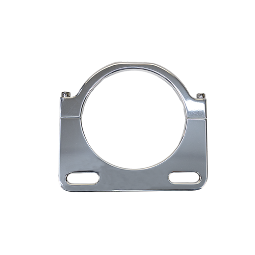Polished Steering reservoir clamp on a white background. 