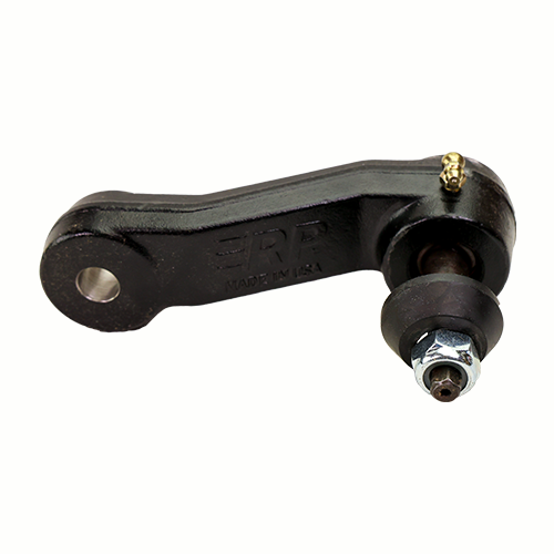 Metal linkage arm with a bolt and nut on a white background