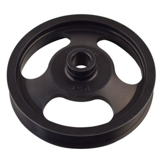 Black pulley wheel on a white background