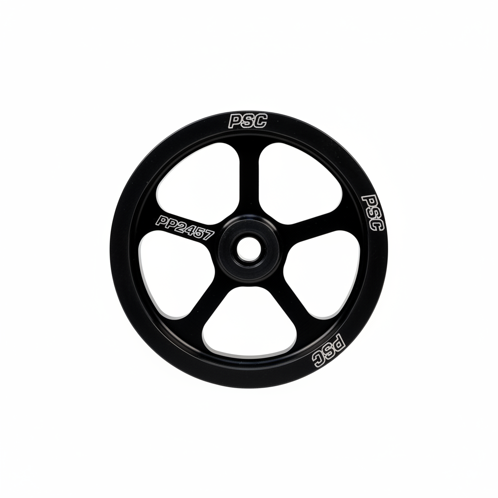 Black pulley with 'PSC' branding on a white background
