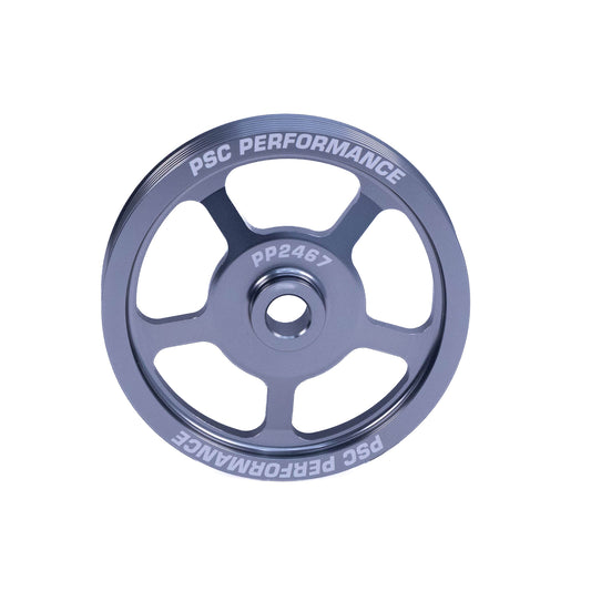 A metallic blue PSC Performance pulley, model PP2467, shown against a plain white background.