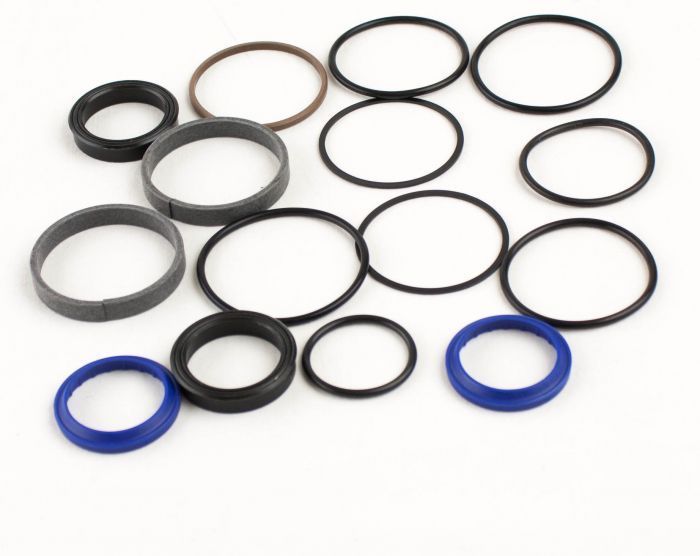 Collection of various size rubber O-rings on a white background