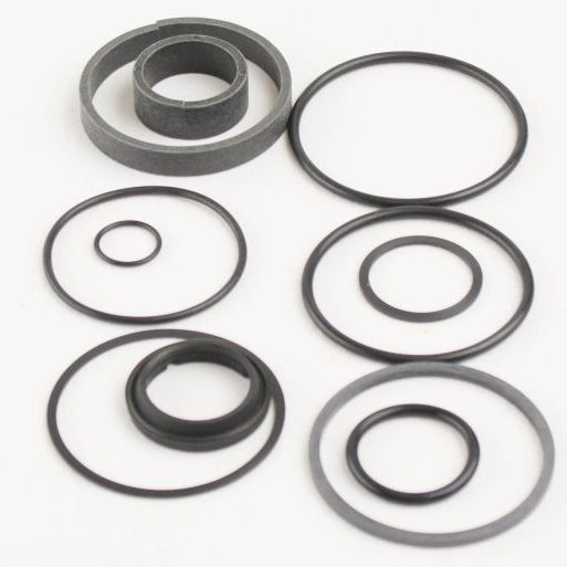 Set of various rubber seals on a white background