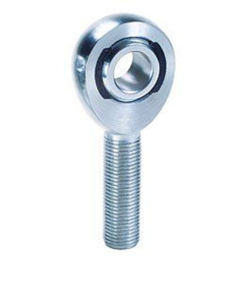 Left-handed female chrome tie rod end size 7/8-14 x 7/8" with a threaded shank and spherical rod end bearing in front of a white background.