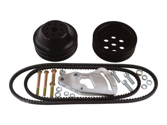 Block Mount Power Steering Kit - V-Belt - SBC Short Water Pump