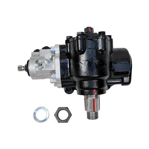 SG753R - black coated steering gear with a white background. 