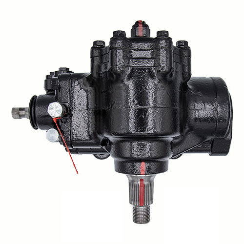 SG753R - black coated steering gear with a white background. 