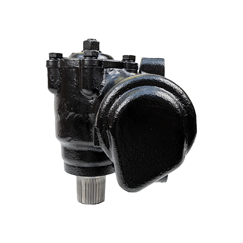 Rear housing view of the Big Bore XD® Cylinder Assist® Steering Gear displaying the sealed cap, input shaft and reinforced cast construction.