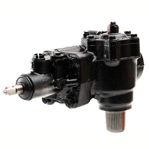 Black mechanical component on a white background