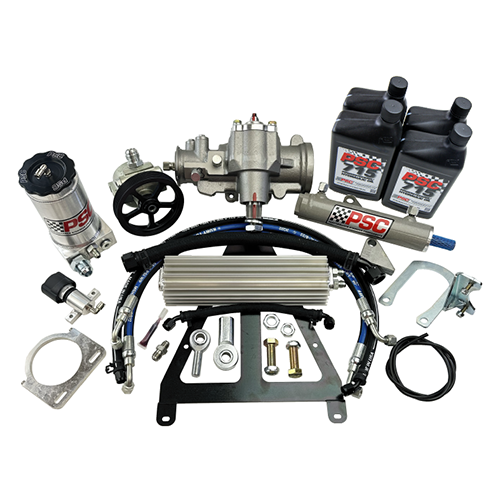 Automotive parts and components on a white background