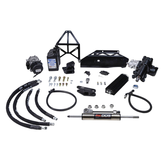 Collection of automotive parts including hoses, brackets, and a cylinder on a white background