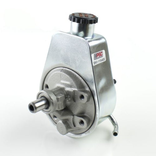 Silver PSC pump with visible branding/Serial number sticker on a white background. 