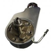 Overhead shot of a steering pump on a white background.