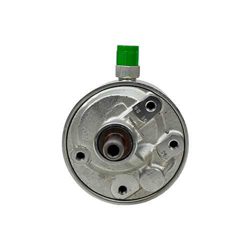 Front angle of a SP1405 round steering pump on a white background. 