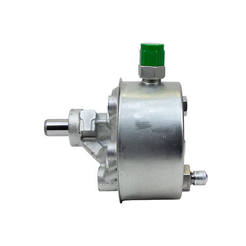Side vide of a SP1405X round steering pump on a white background. 