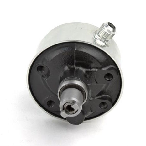Round SP1490X-12 Steering pump with fittings installed on white background.