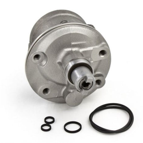 Round steering pump with o-rings displayed on a white background.