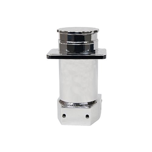 Back view of the SR146P chrome polished PSC Reservoir on a white background. 