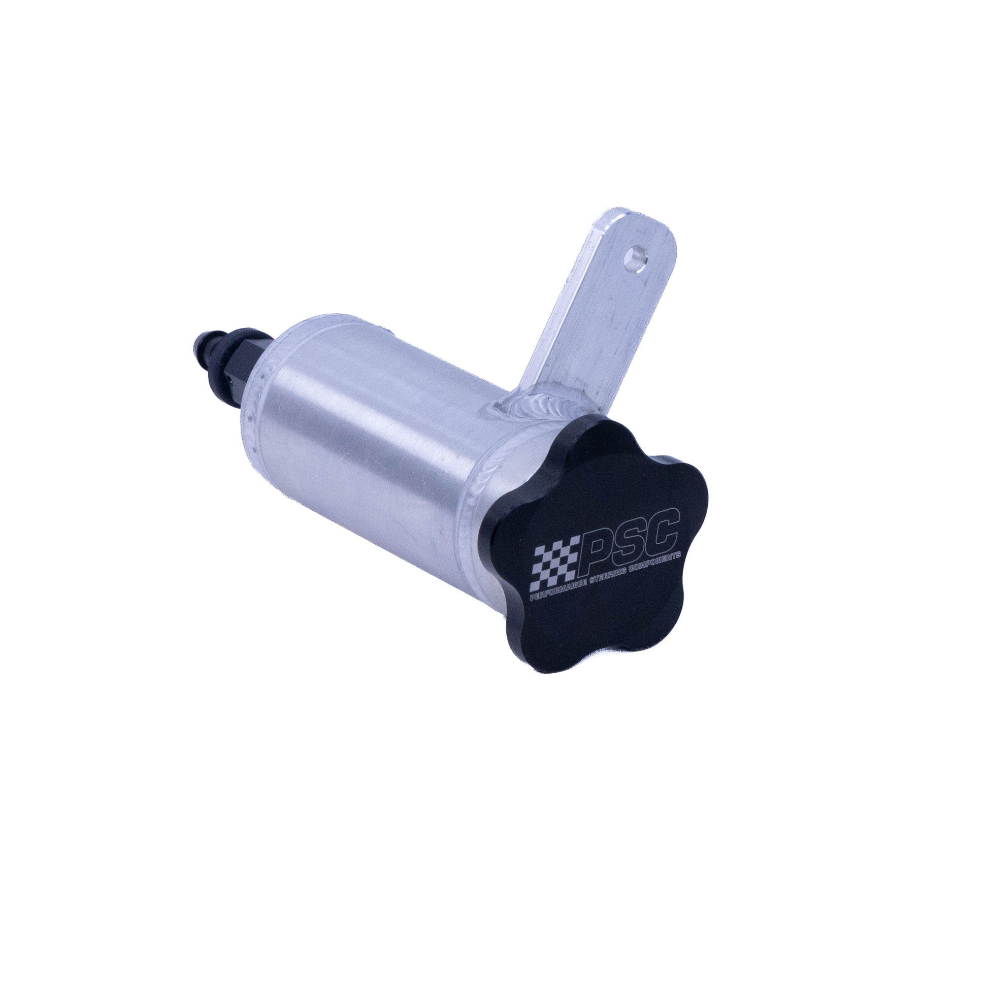 A BSC brand aluminum fuel pump module with a black plastic cap and black connector, shown on a plain white background.