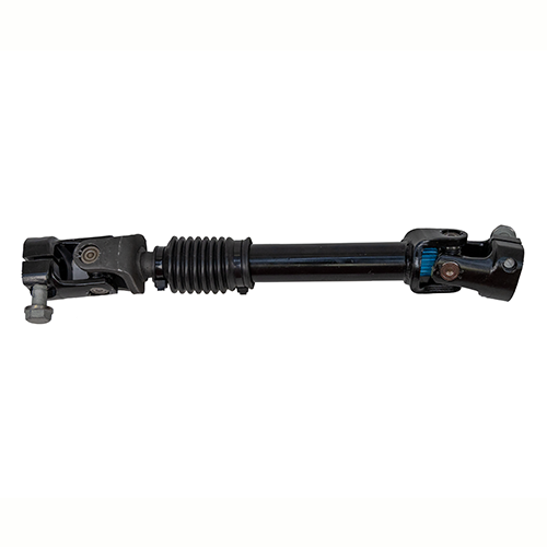 Black metal steering rack on a white background.