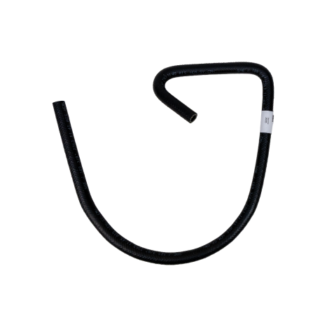 A black curved handlebar or guide rail with a small white label, shown on a plain white background.