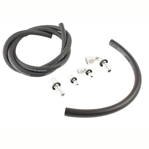 Set of two black hoses and connectors on a white background.